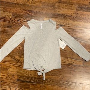 NWT 90 degree v neck cold shoulder gray top